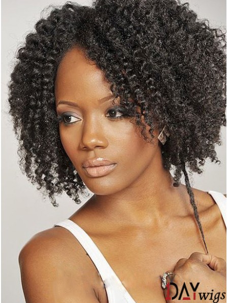 African American Real Hair Wigs Brazilian Chin Length Kinky Style