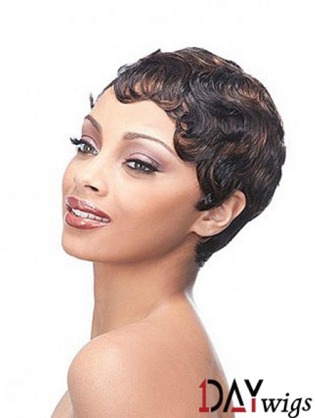 Short Brown Boycuts Wavy Trendy Full Lace Wigs