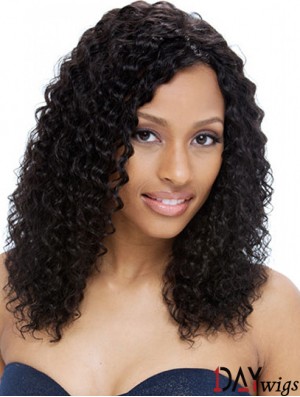 Real Full Lace Wigs UK Black Color Curly Style
