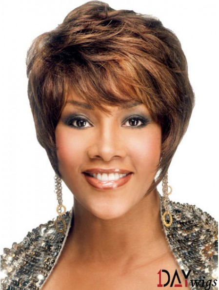 African American Hair With Layered Cut Shorted Length Brown Color