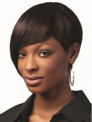 Bobs Brown Capless Short Straight Real Hair For Black Woman UK