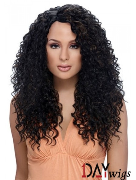 Long Black Kinky Layered Perfect African American Wigs