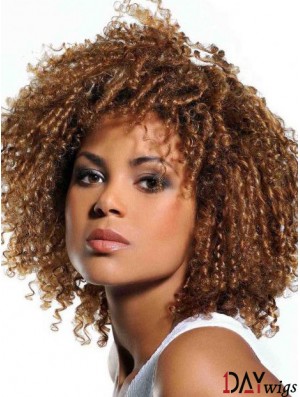 Wigs Real Hair African American Blonde Color With Bangs Kinky Style