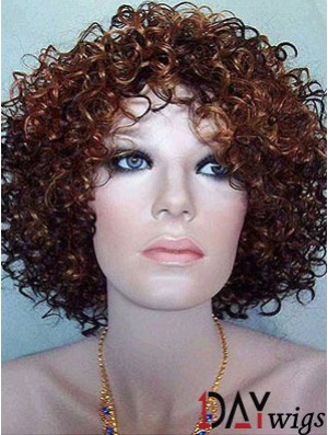 Kinky Layered Chin Length High Quality Auburn Synthetic Wigs