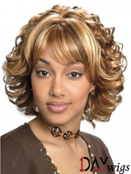 Blonde Capless Chin Length Synthetic African American Wavy Hair