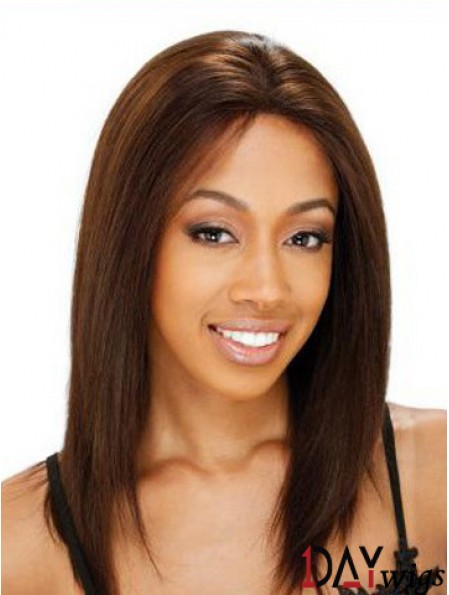 Real Hair Lace Front Wig Indian Remy Straight Style Shoulder Length