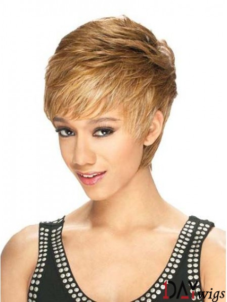 Designed Cropped Straight 8 inch Synthetic Glueless Lace Front Wigs