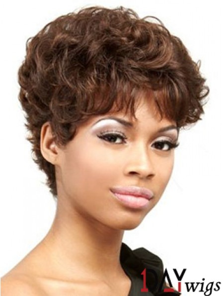 Cropped Auburn Curly Boycuts Convenient African American Wigs