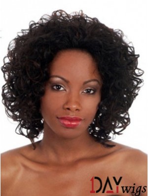 Black Chin Length Synthetic Capless 14 inch Afro Kinky Wigs