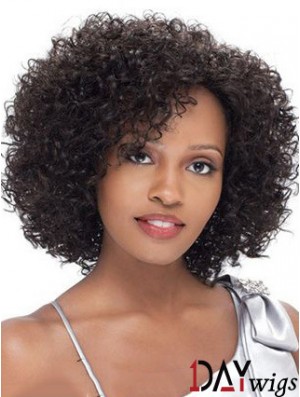 Brazilian Real Hair Short Lace Front Black Kinky Curly Wigs For Black Women