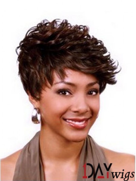 Cropped Auburn Curly Boycuts Durable African American Wigs