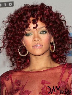 Red 14 inch Capless African American Curly Bob Wigs For Black Women