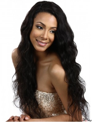Long Black Wavy Without Bangs Online African American Wigs