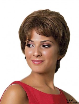 Remy Real Layerd Full Lace Short Wavy African American Real Hair Wigs