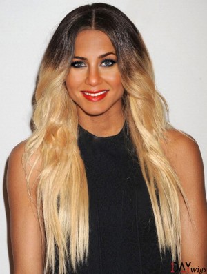 Long Ombre/2 Tone Wavy Without Bangs Modern African American Wigs