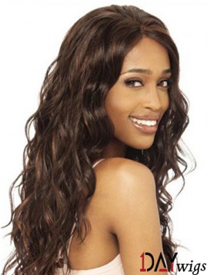 Brown Long Hairstyles Wavy Without Bangs Lace Wigs