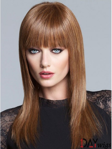Yaki With Bangs Long Brown Fabulous Lace Front Wigs