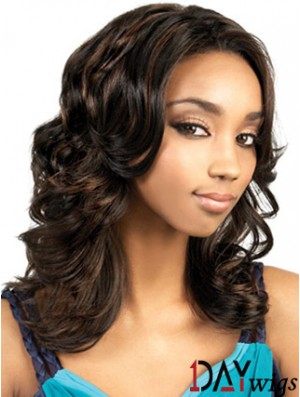 Long Brown Wavy Without Bangs Gorgeous African American Wigs