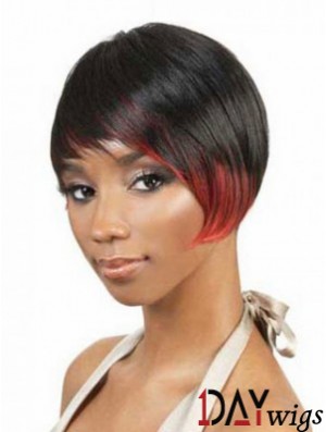 Short Black Straight Layered Fashionable African American Wigs