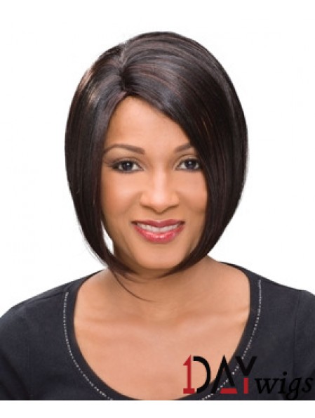 Chin Length Auburn Straight Bobs High Quality African American Wigs