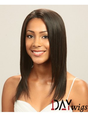 Without Bangs Perfect Straight Brown Long Real Hair Lace Front Wigs