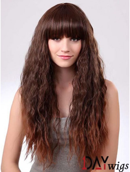 Long Ombre/2 Tone Curly With Bangs Suitable African American Wigs