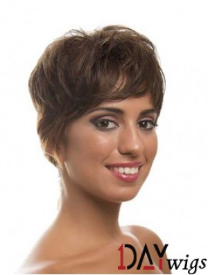 Short Brown Layered Wavy Style Full Lace Wigs