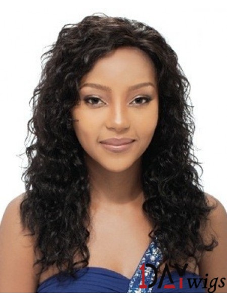 Long Black Curly Layered Natural African American Wigs