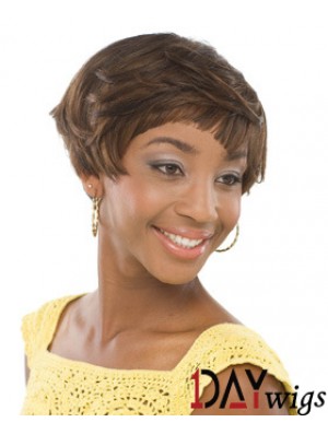 Short Brown Wavy Boycuts Incredible African American Wigs