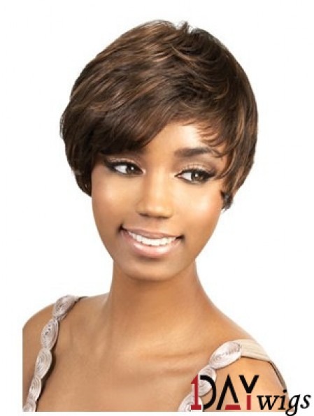 Short Brown Straight Layered Perfect African American Wigs