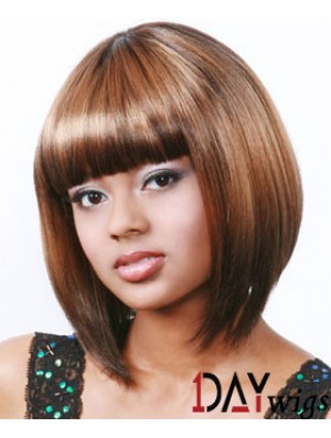 Chin Length Bobs Auburn Synthetic Straight Wigs For Black Woman