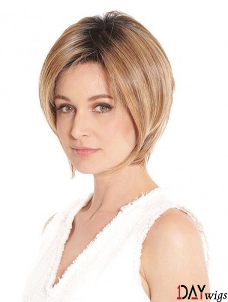 Blonde Designed Straight Short Synthetic Bob Wigs