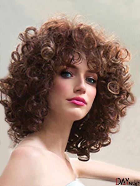 Ladies Synthetic Wigs Shoulder Length Curly Style Layered Cut