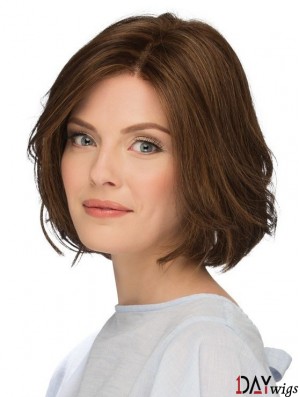 10 inch Chin Length Natural Brown Wavy Bob Wigs