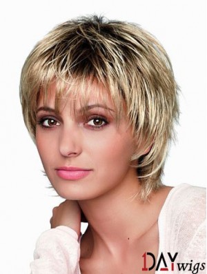 8 inch Short Designed Blonde Straight Bob Wigs