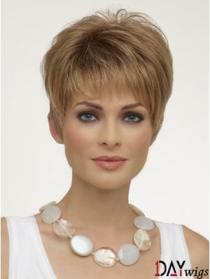 Natural Synthetic Wigs Boycuts Cropped Length Blonde Color Wigs