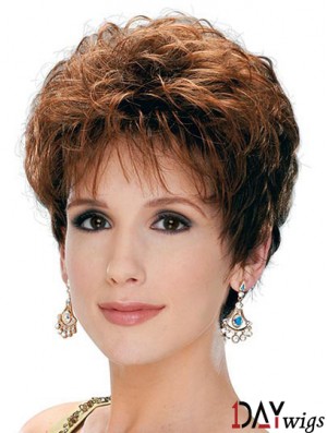 Classic Lady Wig With Capless Synthetic Curly Style Short Length