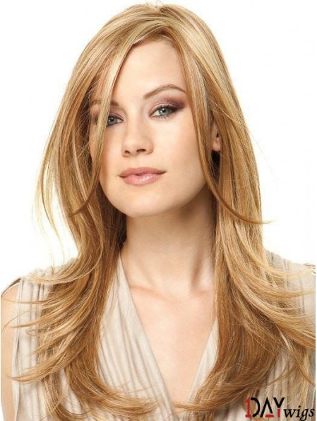 Monofilament Blonde 18 inch Long Layered Synthetic Wigs