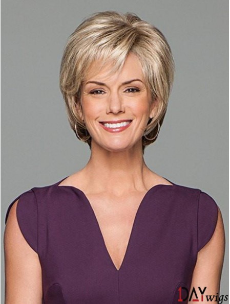 Short Wavy Blonde 6 inch Lace Wig Cap