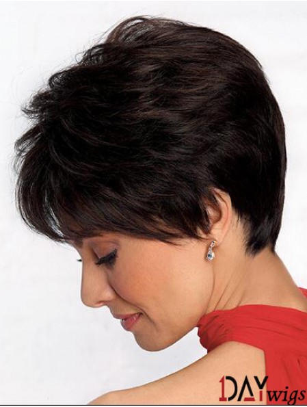 Convenient 4 inch Straight Black Boycuts Short Wigs