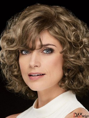 Curly Brown Chin Length 10 inch Stylish Classic Wigs
