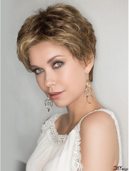 Fashion Blonde 100% Hand-tied 4 inch Curly Boycuts Synthetic Wigs For Women