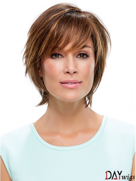 Layered Synthetic Brown 10 inch Straight Synthetic Lace Front