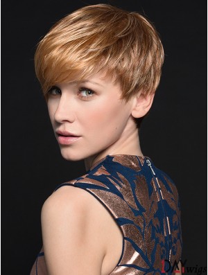 Gorgeous 4 inch Straight Blonde Boycuts Short Wigs