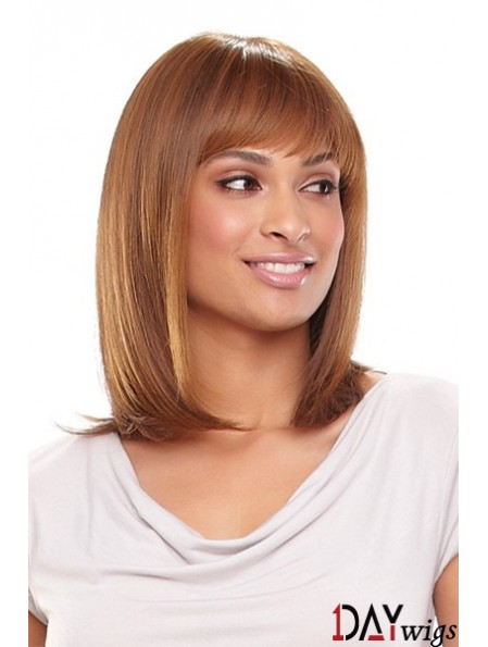 Auburn Shoulder Length Straight With Bangs 13 inch Fabulous Medium Wigs