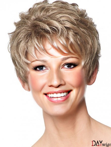 Lace Front Synthetic Wigs With Capless Wavy Style Short Length