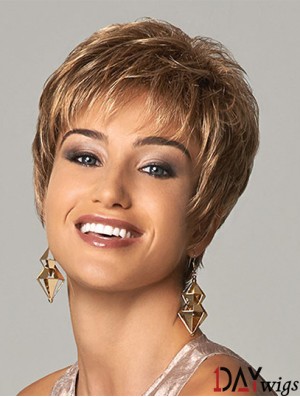 Sleek Short Synthetic Wigs UK Cropped Length Blonde Color Boycuts