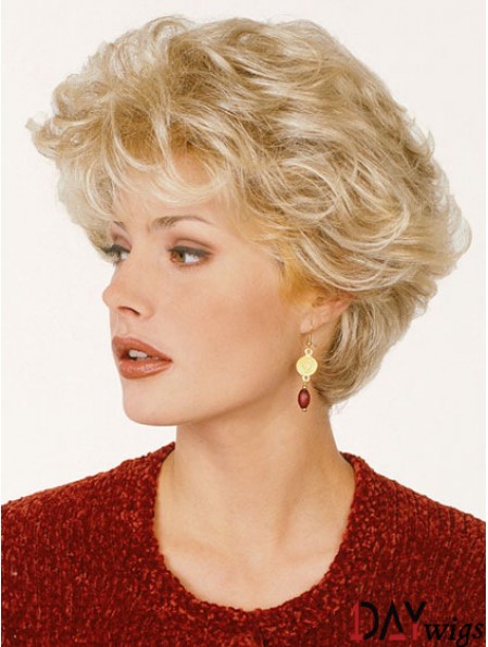 Blonde Color Short Length Classic Cut Synthetic Wigs For Old Women