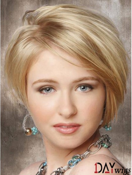 Synthetic Lace Front Wigs Cheap Chin Length Bobs Cut Blonde Color