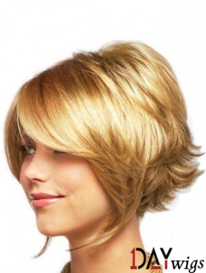 Sleek Blonde Chin Length Wavy Layered Lace Front Wigs